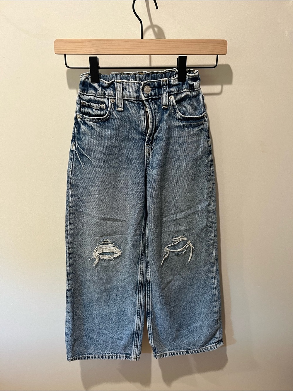GAP Light Blue Distressed Kids Wide-Leg Jeans